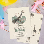 Giraffe Tropical Greenery Animal Birthday Party  招待状