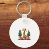 Giraffe Ugly Christmas Sweaters Funny Santa Hat Li キーホルダー (正面)