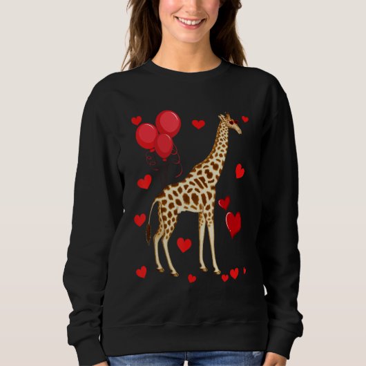 Giraffe Valentine s Day heart Animals スウェットシャツ (正面)