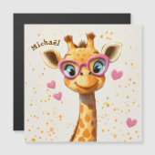 Giraffe Valentine's Day Heart Badge Kids School (正面/裏面)