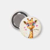 Giraffe Valentine's Day Heart Badge - Kids School  マグネット (正面/裏面)