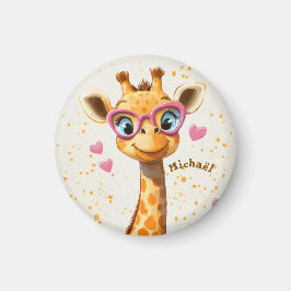Giraffe Valentine's Day Heart Badge - Kids School  マグネット