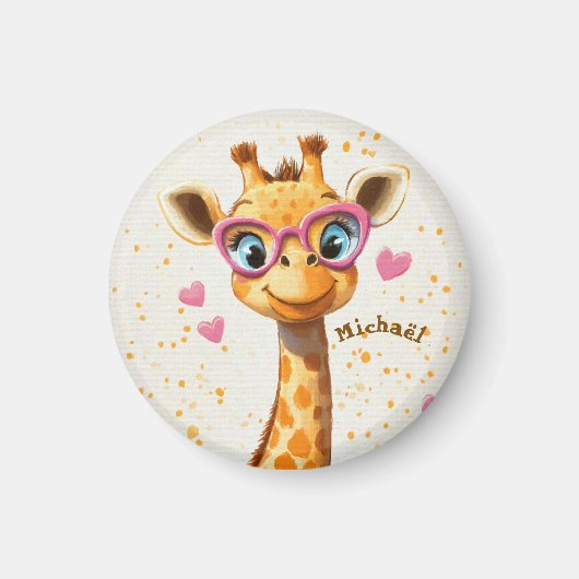 Giraffe Valentine's Day Heart Badge - Kids School  マグネット (正面)