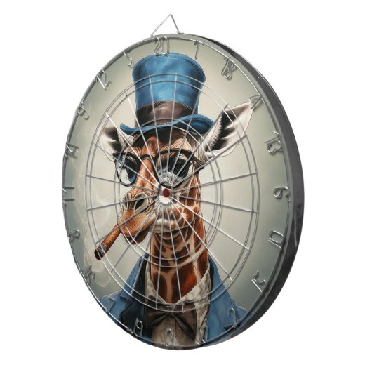 Giraffe wearing a top hat smoking a cigar ダーツボード (正面右)