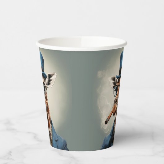 Giraffe wearing a top hat smoking a cigar 紙コップ (左)