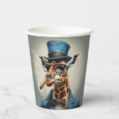 Giraffe wearing a top hat smoking a cigar 紙コップ (正面)