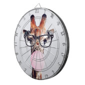 Giraffe wearing glasses blowing a pink bubble gum ダーツボード (正面右)