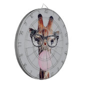 Giraffe wearing glasses blowing a pink bubble gum ダーツボード (正面左)