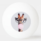 Giraffe wearing glasses blowing a pink bubble gum 卓球ボール (裏面)