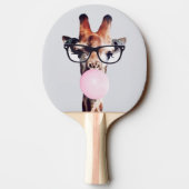 Giraffe wearing glasses blowing a pink bubble gum 卓球ラケット (裏面)