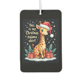 Giraffe Wearing Santa Hat Matching Christmas Pajam カーエアーフレッシュナー (正面)