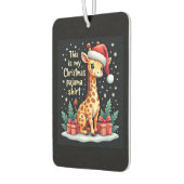 Giraffe Wearing Santa Hat Matching Christmas Pajam カーエアーフレッシュナー (左)
