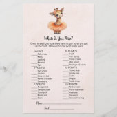 Giraffe What's In Your Purse Baby Shower Game Card 便箋 (正面)