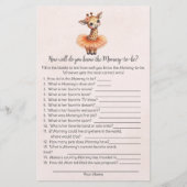 Giraffe Who Knows Mommy Best Baby Shower Game Card 便箋 (正面)