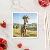 Giraffe with Floral Crown スタンダードカクテルナプキン (インサイチュ)