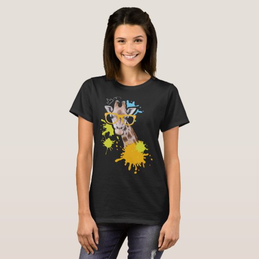 Giraffe with Glasses I Animal  I Giraffes Tシャツ (正面フル)