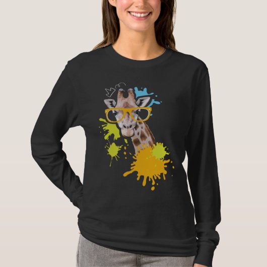 Giraffe with Glasses I Animal  I Giraffes Tシャツ (正面)