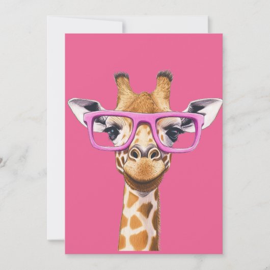 Giraffe with Pink Glasses 招待状 (正面)