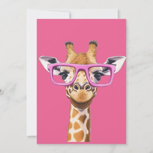 Giraffe with Pink Glasses 招待状 (裏面)
