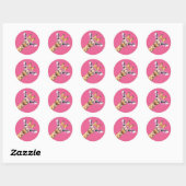 Giraffe with Pink Glasses Cute Animal Sticker ラウンドシール (シート)