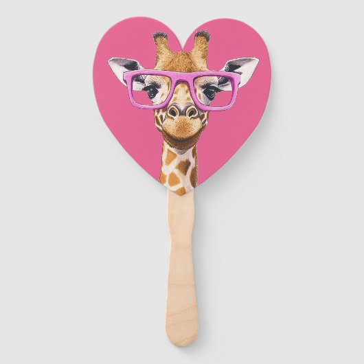 Giraffe with Pink Glasses Favors ハンドファン (裏面)