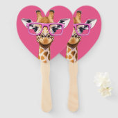 Giraffe with Pink Glasses Favors ハンドファン (正面&裏面)