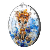 Giraffe with polka dot bow blue poppies ダーツボード (正面右)