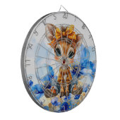 Giraffe with polka dot bow blue poppies ダーツボード (正面左)