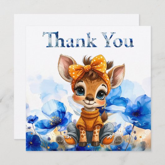 Giraffe with polka dot bow Thank you (正面/裏面)