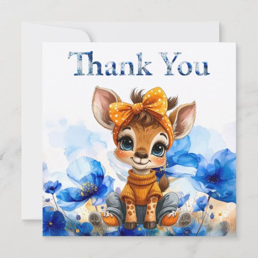 Giraffe with polka dot bow Thank you (正面)