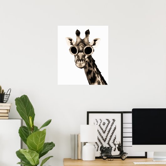 Giraffe With Steampunk Sunglasses Goggles ポスター (ホームオフィス)