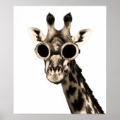 Giraffe With Steampunk Sunglasses Goggles ポスター (正面)