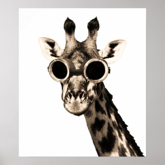 Giraffe With Steampunk Sunglasses Goggles ポスター (正面)