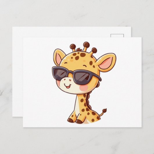 Giraffe with sunglasses ポストカード (正面/裏面)