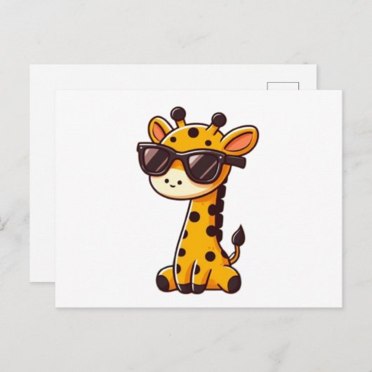 Giraffe with sunglasses ポストカード (正面/裏面)