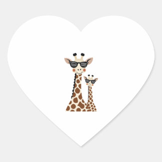 Giraffe with Sunglasses Jungle Safari Animal Giraf ハートシール