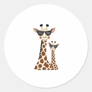 Giraffe with Sunglasses Jungle Safari Animal Giraf ラウンドシール