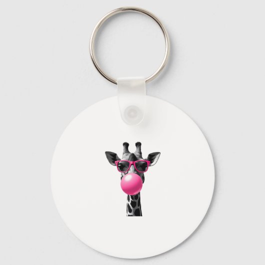 Giraffe Women Giraffe Face with Sunglasses Wild An キーホルダー (正面)