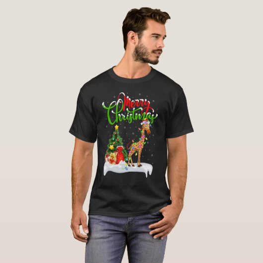 Giraffe   Xmas Decorations Santa Giraffe Christmas Tシャツ (正面フル)