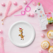 Giraffe Xmas Lighting Funny Santa Giraffe Christma ペーパープレート (パーティー)