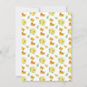 Giraffe Yellow Floral Baby Shower サンキューカード (裏面)