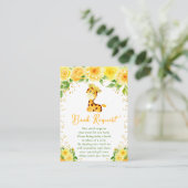 Giraffe Yellow Floral Baby Shower Book Request エンクロージャーカード (スタンド正面)