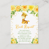 Giraffe Yellow Floral Baby Shower Book Request エンクロージャーカード (正面)