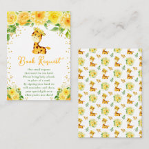 Giraffe Yellow Floral Baby Shower Book Request