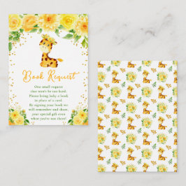 Giraffe Yellow Floral Baby Shower Book Request エンクロージャーカード