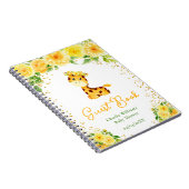 Giraffe Yellow Floral Baby Shower Guest Book ノートブック (右側)