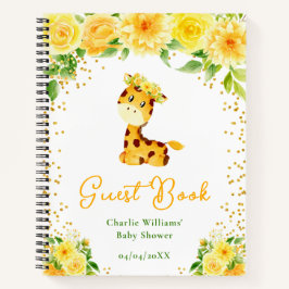 Giraffe Yellow Floral Baby Shower Guest Book ノートブック