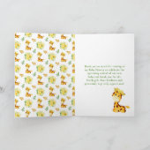 Giraffe Yellow Floral Baby Shower Thank You サンキューカード (内部)