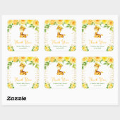 Giraffe Yellow Floral Baby Shower Thank You スクエアシール (シート)