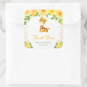 Giraffe Yellow Floral Baby Shower Thank You スクエアシール (バッグ)